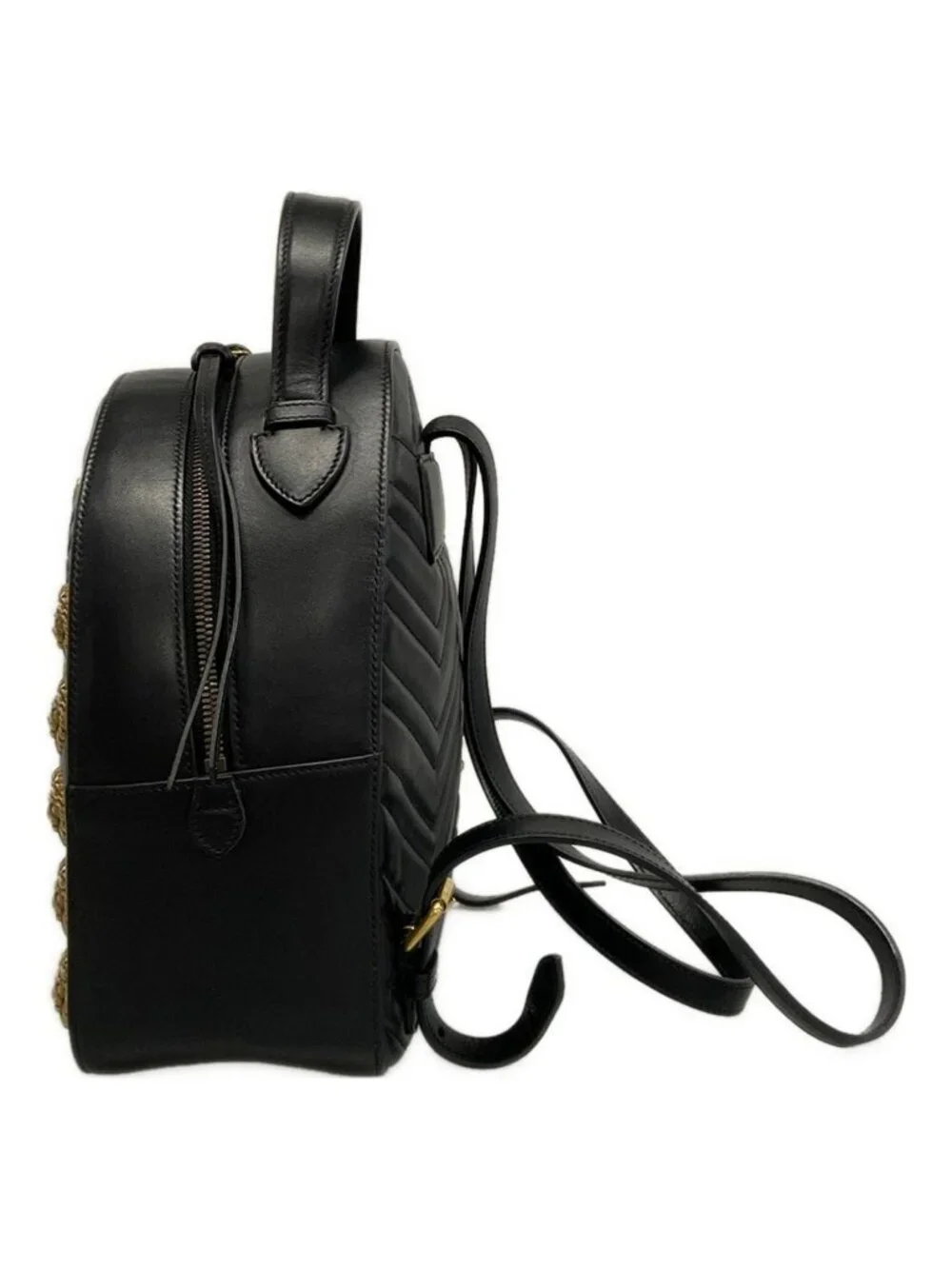 Gucci Backpack GG Marmont Quilted Leather Black Animal Butterfly
